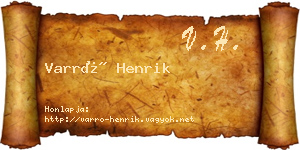 Varró Henrik névjegykártya